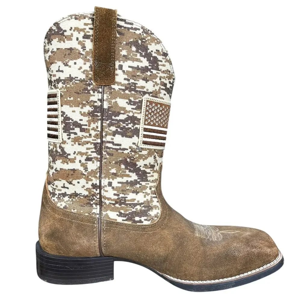 ARIAT Men’s Camo Patriot Brown Nubuck Western Cowboy Boot Size 14 D